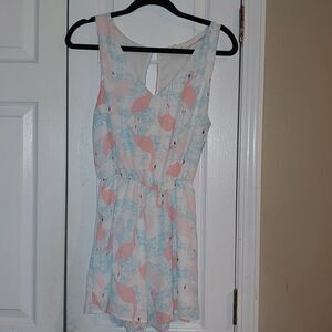 Vestique flamingo pink turquoise romper  Sz M